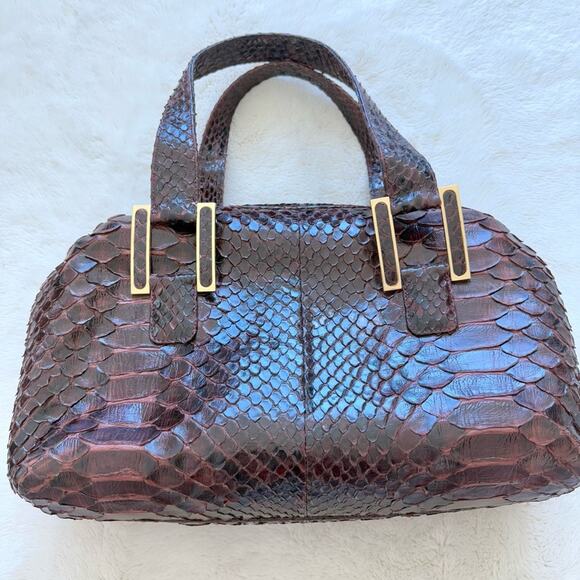 NEW!!! KARA ROSS python skin satchel bag large Retail 2950$ - Picture 1 of 13